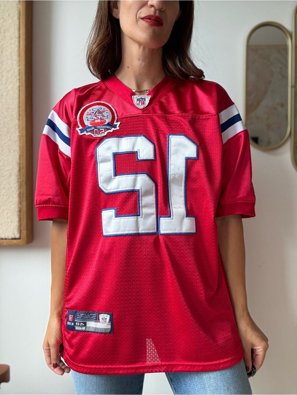 NFL Brady New England Patriots Throwback Authentic Jersey 50th Anniversary Sz 48